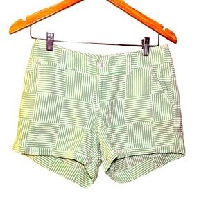 Cape Madras Patchwork Cotton Shorts Green White Size 6